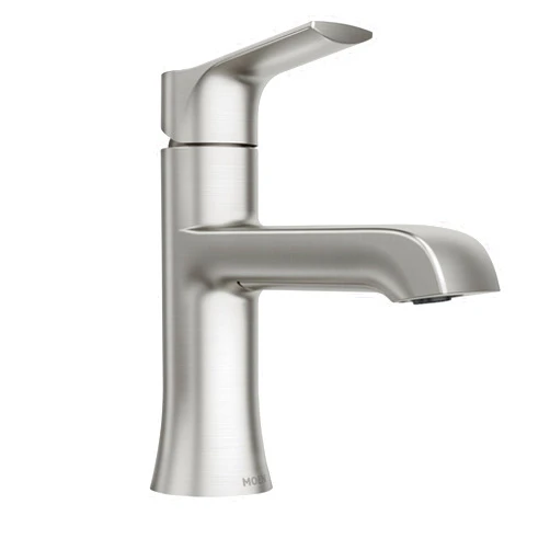 Moen LISO Spot Resist Brushed Nickel One-Handle Bathroom Faucet, One Hole Bathroom Sink Faucet with Optional Deck Plate and Push Down Drain, 84540SRN