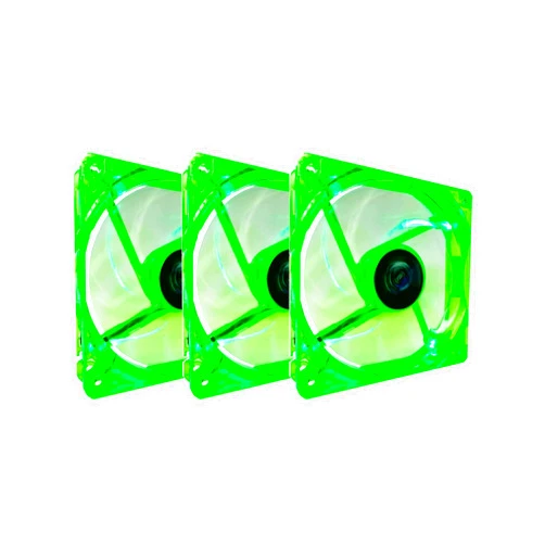Apevia CF312SL-UGN 120mm 4pin Molex + 3pin Motherboard Silent Green LED Case Fan (3-pk)