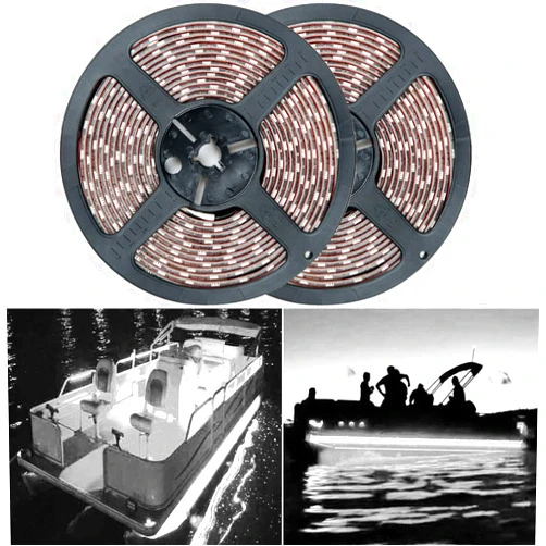 Seaponer Pontoon Boat Light, Marine Led Light Strip for Duck Jon Bass Boat Sailboat Kayak Flex Lighting for Boat Deck Light Accent Light Courtesy Interior Lights Fishing Night, White, 12v