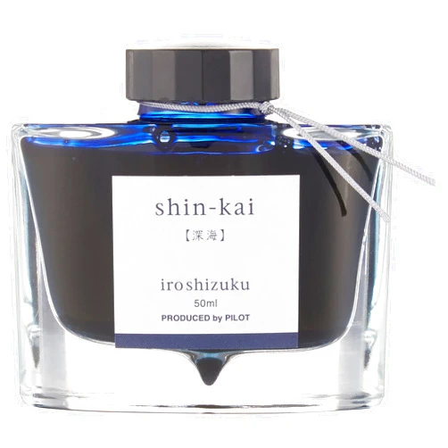 PILOT Iroshizuku Bottled Fountain Pen Ink, Shin-Kai, Deep Sea (Blue Black) 50ml Bottle (69225)