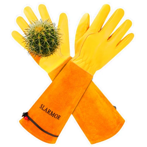 SLARMOR Long Gardening-Gloves Women/Men-Thorn proof Rose Pruning Heavy Duty Gauntlet-L