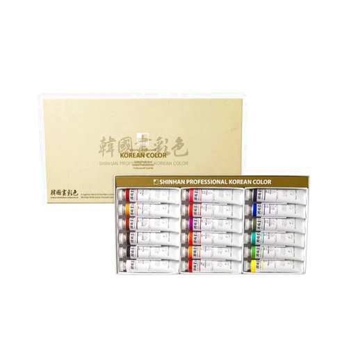 ShinHan Professional Korean Color 20ml Tube 18 Colors Set - Oriental Fine Art Paint for Hanji and Mixed Media Creativity