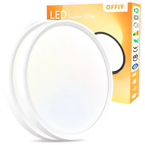 OFFIY 20 Inch Large LED Flush Mount Ceiling Light, 40W, 4350LM, 3000K/4000K/6000K CCT Selectable Super Slim LED Ceiling Light, Close to Ceiling Round Flat Panel Light for Living Room,Kitchen ect，2PK