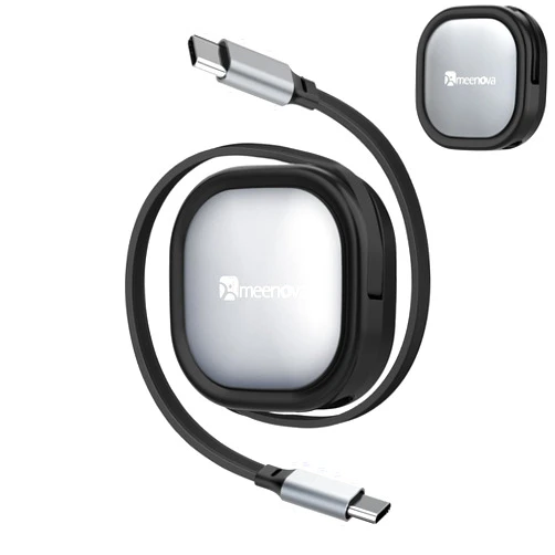 Meenova iPhone 15 Cable Retractable USB C Cable, 60W USB C to USB-C PD Fast Charging Cord 4-Stage Length Preset Type C Charger Cable for iPhone 15 Series, MacBook, iPad Pro, S23(4ft/1.2m)