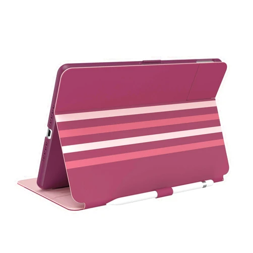 Speck Balance Folio Case for iPad 10.2 Inch (2019-2021) - Drop & Camera Protection, Slim Multi Range Stand, Apple Pencil Holder - Crimson Forest Stripes/Lush Burgundy