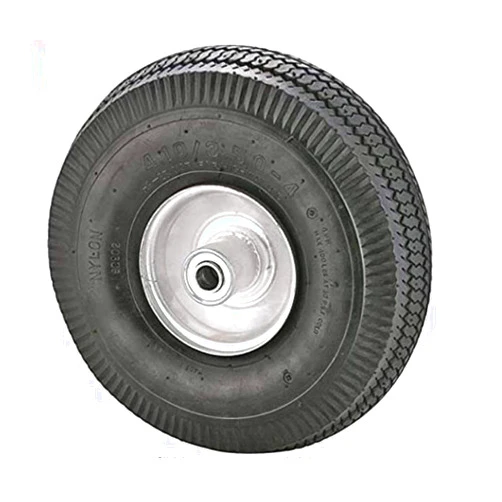Rocky Mountain Goods Replacement Tire 4.10/3.50-4” - Tire for Hand Truck, Cart, Dolly, Garden Cart - 2.25” Offset Hub with Pneumatic 5/8” Ball Bearing - Sawtooth Tread - 400 lb. load capacity