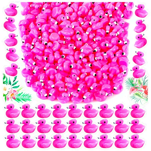 HFAYDZSW 100Pcs Mini Resin Flamingo Ducks, Flamingo Tiny Ducks, Cute Flamingo Figurines for Cake Topper Garden Dollhouse Landscape Aquarium Ornaments DIY Crafts