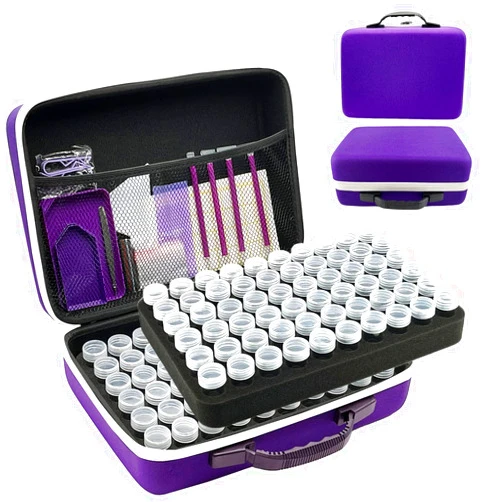 LIRUNQIU Diamond Painting Storage Containers, 120 Slots Diamond Painting Accessories and Tools for Diamond Art Organizer Case