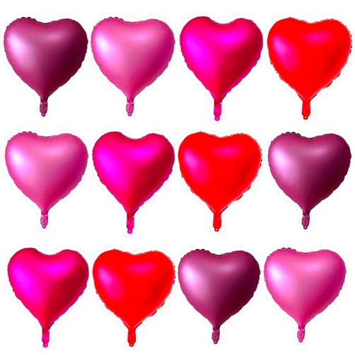 Lovoir 12 Pcs Red Heart Shape Foil Mylar Balloons 18 Inch Love Balloons for Valentine's Day Birthday Party Decorations Wedding Engagement Romantic Decor(Metallic Color)