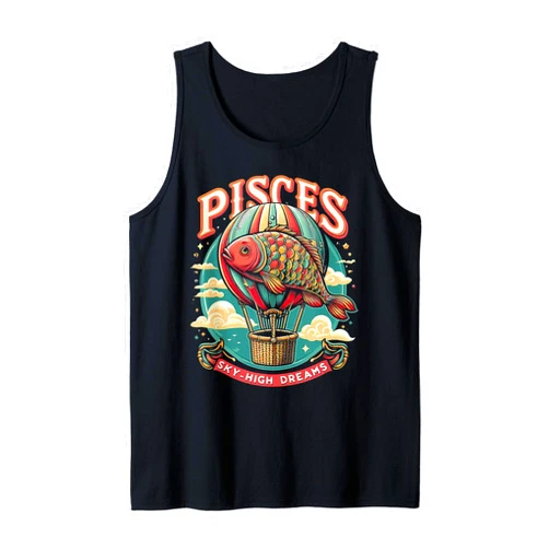 IQTEE Pisces SkyHigh Dreams Hot Air Balloon Zodiac Tank Top