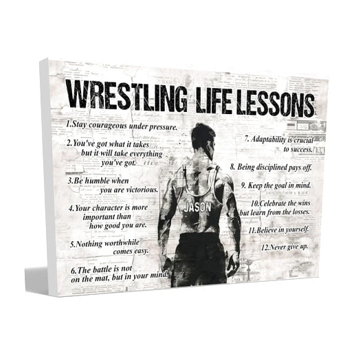Custom Wrestling Life Lessons, Personalized Motivational Wrestling Canvas Painting, Inspirational Quotes Wall Art Decor, Poster Gift For Wrestling Lovers A111_Cv95
