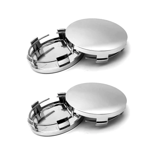 Tesnaao 4 PCS Car Wheel Center Hub Cover, 2.36In x 2.2In x 0.57In Snap-in Vehicle Rim Hub Caps Accessories, Universal Waterproof Durable Automotive Wheel Protector for Most Cars (Silver)