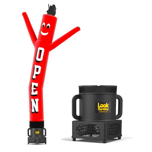 LookOurWay Air Dancers Inflatable Tube Man Set - 7ft Tall Wacky Waving Inflatable Dancing Tube Guy with Weather Resistant Blower for Business Promotion - Open Red