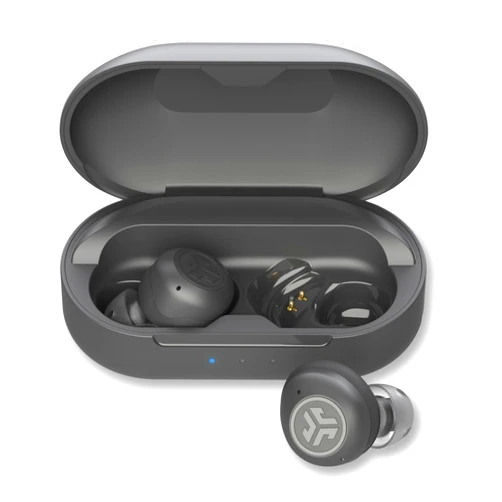 JLab Hear OTC Hearing Aid & Earbuds, Graphite, Traditional Earbud Fit, Four Preset Hearing Modes, In-Ear Detection and Built-in Feedback Suppression, Independent Volume Control and Touch Controls