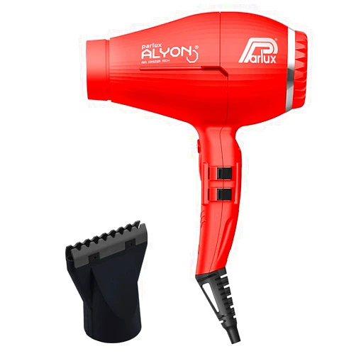 M Hair Designs Parlux Alyon Red Hair Dryer and M Hair Designs Hot Blow Attachment Black (Bundle 2 Items)