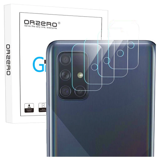 Orzero (4 Pack) Compatible for Samsung Galaxy A71, Camera Lens Protector, Flexible Glass (Not Tempered Glass) (2.5D Arc Edges),HD Anti-Scratch Bubble-Free