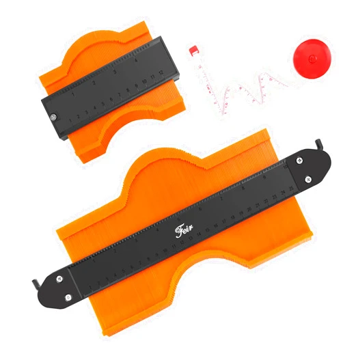 Feir Contour Gauge Duplicator with Lock, Widen Shape Duplication Gauge Tool 5”& 10”, 2 Pack Master Outline Measuring Plastic Ruler for Corners, Woodworking Templates, Tiles and Laminate