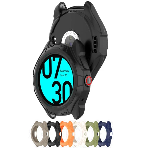 MOTONG Compatible with TicWatch Pro 5 TPU Protective Case - TPU Protective Watch Case Cover Shell Compatible with TicWatch Pro 5(TPU Black)