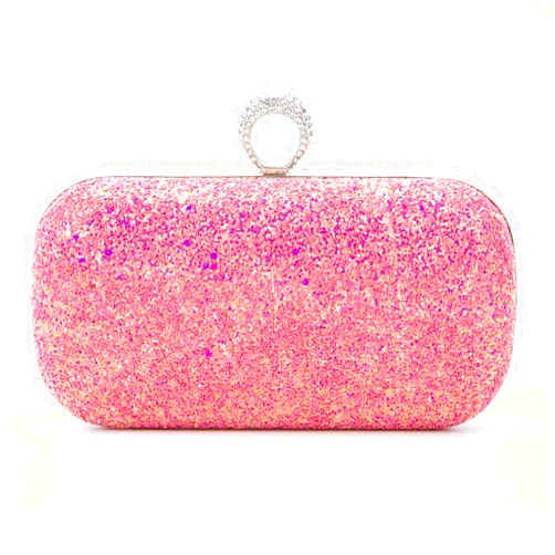 VIMOMO Black Pink Evening Bags Glitter And Clutches for Women Dance Wedding Party With Two Chain Strap