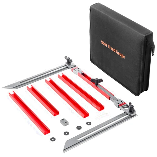 JLYLOL Stair Tread Tool, Stair Tread Template Tool, Stair Tread Jig & Shelf Layout Tool, Adjustable Length and Angle Layout Tool Cutting Guide Tools