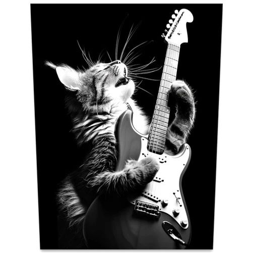 Lone Star Art Purrrfect Guitar Lick-18x24 Poster-Whimsical Cat Rocker Studio-Electric Guitar-Rock Star Cat- Classic Rock & Roll Vibe, Cute Cat Lover Musician Gift for Guitar Players, Animal Lovers, & Lead Guitarist