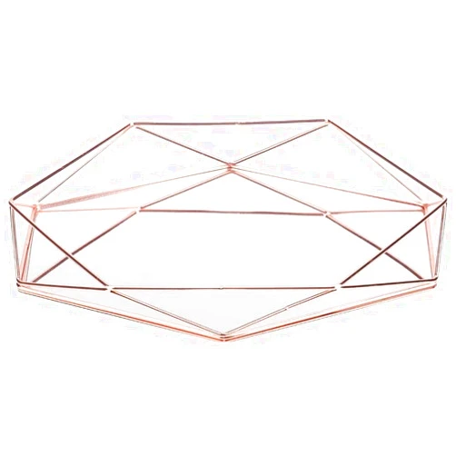YQWY Decorative Tray Mirrored Metal Countertop Cosmetic Makeup Perfume Jewelry Storage Organizer Tray Box Gold Plate Nordic Simple Style for Dresser Bathroom Bedroom-Pink