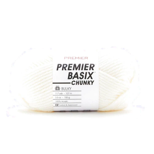 Premier Yarns Basix Chunky Yarn, Perfect for Crafting Quick Projects, Bulky Weight, Acrylic Yarn, Cream, 3.5 oz, 117 Yards