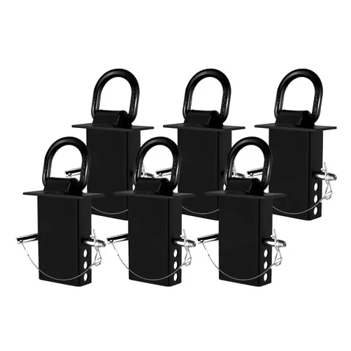 SALUINOKI Stake Pocket D Ring for Trailer Heavy Duty Galvanized Adjustable with Anti-loss Cord, Utility Trailer D-Ring Stake Pocket Tie Down Accessories Breaking Load 16,200lbs 6 Pack Black