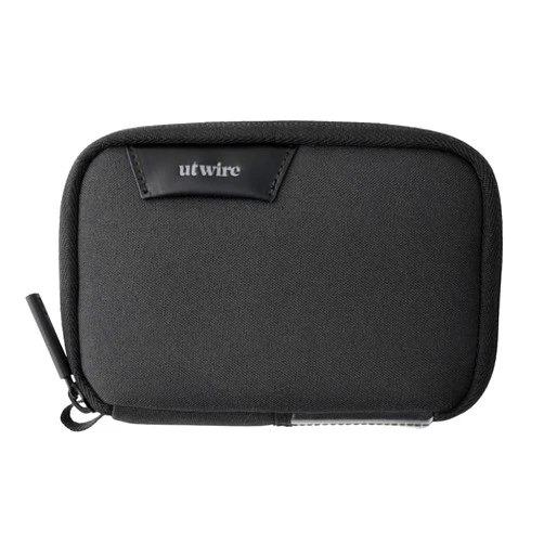 UT Wire Folio Mini Tech Gear Pouch with Label Identification for Travel, Gym, Work Organizer for Cables Chargers, Electronic Accessories, Black
