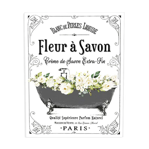 Stupell Industries 'Fleur a Savon Vintage Parisian Bathroom Floral Tub', Canvas Art, 16 x 20 Inches, Easy to Hang and Sturdy, Made in USA, by Lettered and Lined