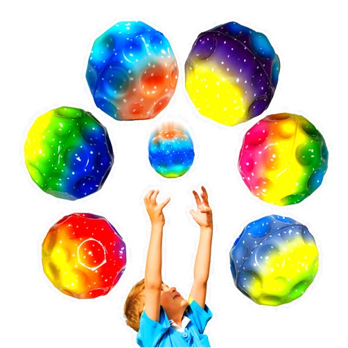 QOUXZ 6 Pack Astro Jump Ball, Multicolored Spaceballs, Super High Bouncing Lightweight for Children, Bouncy Balls, Jumping Toy for Stress Relief
