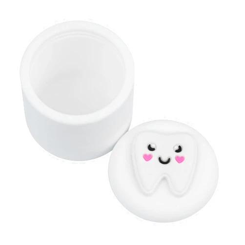 SUTANALE Tooth Fairy Box, Cute Silicone Tooth Keepsake Box, Waterproof Tooth Holder First Tooth Fairy Gifts for Boys Girls Kids Birthday, Baby Shower (White01)