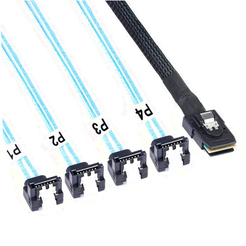 ADCAUDX Mini SAS to SATA Cable: 1M SFF-8087 to SATA Mini SAS Breakout Cable SFF8087 to SATA Right Angle Mini-SAS to 4 SATA SAS to SATA Breakout Cable (3.3FT)