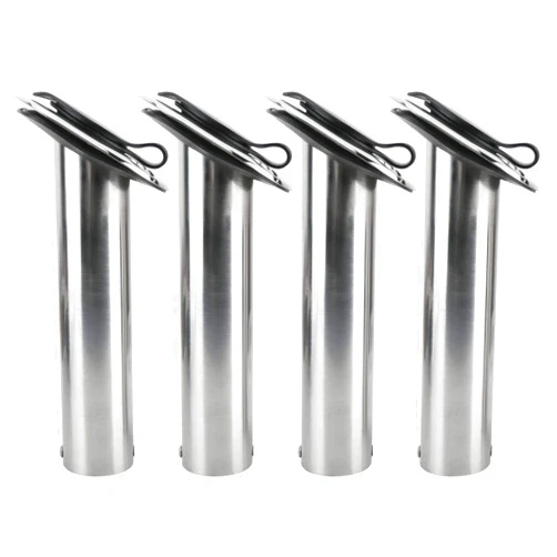 Amarine Made 4 Pack of Stainless Steel Rod Holders Rubber with Cap, Liner, Gasket (30 Degree Rod Holders)