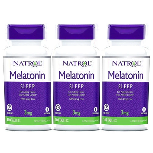 Natrol Melatonin Timed Release Tablets, 3mg 100 Count (Pack of 3) Packaging May Vary