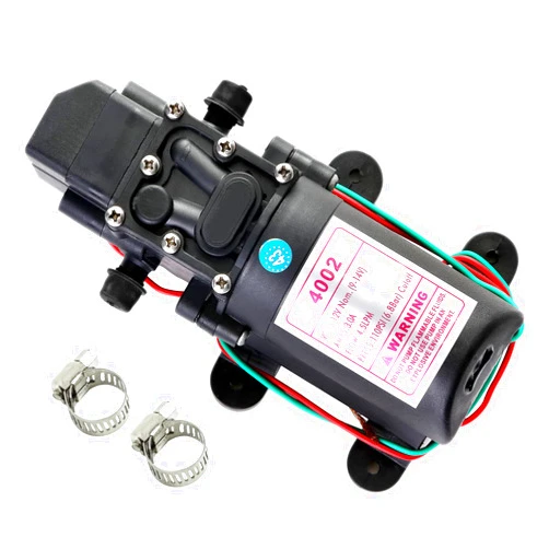 G Ganen 12V DC Fresh Water Pump with 2 Hose Clamps 12 Volt Diaphragm Pump Self Priming Sprayer Pump with Pressure Switch 4.5 L/Min 1.2 GPM 110 PSI Adjustable for RV Camper Marine Boat Lawn