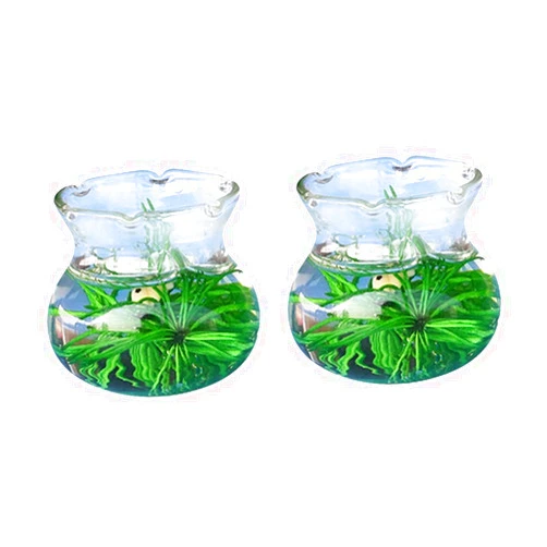 Ibasenice Decoraciones para Salas De Casa 2pcs Glass Goldfish Bowl Dashboard Decorations Miniature Toys Glass Decorations Fish Tank Tiny Glass Fish Bowl Fish Tank and Mini Fish Decor Glass