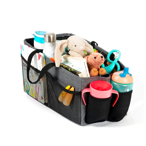 Diono Travel Pal XL Back Seat Car Organizer, 12 Compartments for Kids and Pet Toys, Insulated Drink Holder, Dividable Storage, Reinforced Carry Handles, Collapsible Car Organizer, Folds Flat, Grey