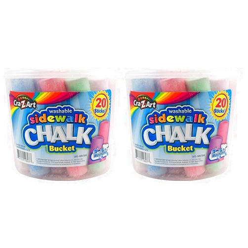 Cra-Z-Art Washable Sidewalk Jumbo Chalk in Storage Bucket with Lid and Handle, 12.63