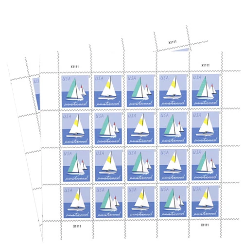 United States Postal Service Sailboats Postcard Rate USPS Postage Stamp 2 Sheets of 20 US Postal Forever First Class Outdoor Ocean Lake Summer Sea Boat Water Party Wedding Celebration Anniversary (40 Stamps)