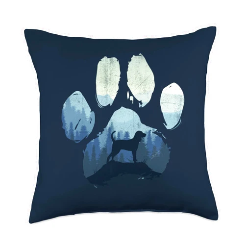 Pets Black and Tan Coonhound Paw Black and Tan Coonhound Dog Paw Mom Dad Mountains Throw Pillow, 18x18, Multicolor