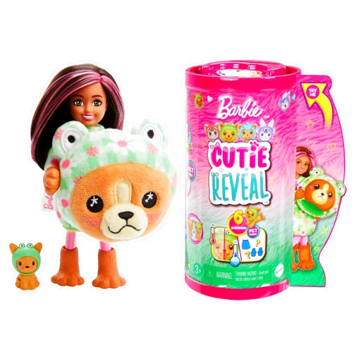 Barbie Cutie Reveal Chelsea Doll & Accessories, Animal Plush Costume & 6 Surprises Including Color Change, Puppy as Frog