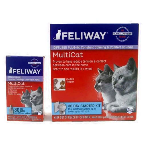 Feliway MultiCat Pheremone Diffuser & 2 Refills Cat Calming Product 60 Day Supply Bundle