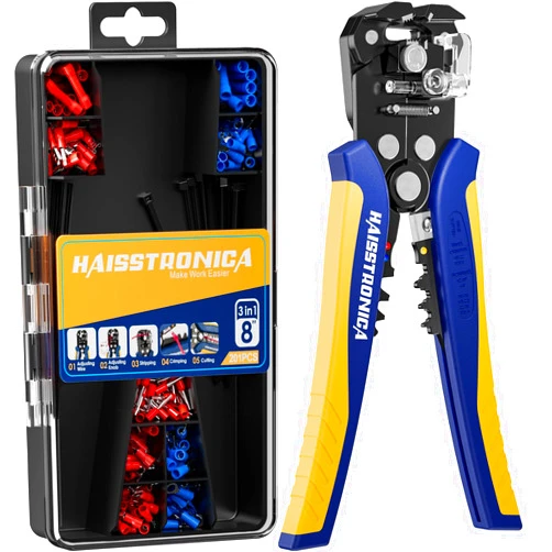 haisstronica 201PCS Wire Stripper Kit - Automatic Wire Stripping Tool for AWG 24-10 Cables with Insulated Terminals, Self Adjusting Universal Wire strippers and Crimpers for Electrical Work