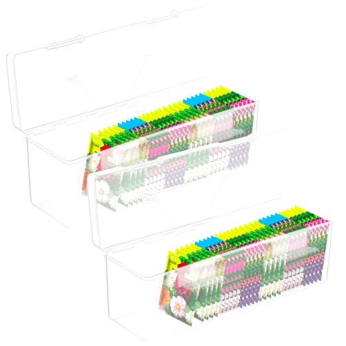 YEXEXINM 2 Pack Seed Packet Organizer Box,Clear Seed Saving Box,Plastic Portable Seed Packet Storage Box,Seed Storage Organizer Box,Seed Packet Container with Lid,Seed Envelope Storage Box(14 x 4.1 x 5)