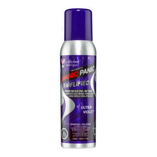MANIC PANIC Ultra Violet Purple Hair Color Spray - (Amplified) - Temporary Deep Blue Violet Hair Dye- Sprays On Instantly & Washes Out (3.4oz) - Vegan Hair Dye For Adults & Kids of All Hair Types