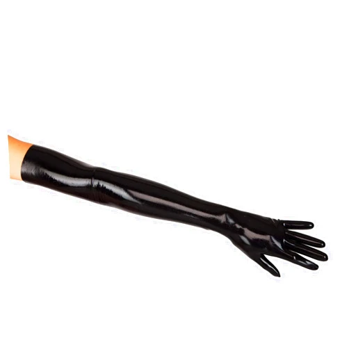 Latexa Premium Chlorinated Latex Long Gloves - Fetish - Black (Medium)