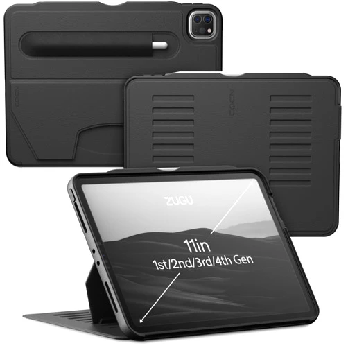 ZUGU Case iPad Pro 11 Inch Case 1st/2nd/3rd/4th Generation Case 2018/2020/2021/2022 | Slim Protective Case Wireless Apple Pencil Charging | Convenient Magnetic Stand & Sleep/Wake Cover | Stealth Black