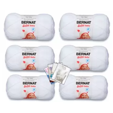 Bernat Softee Baby Yarn - 6 Pack with Patterns (White)