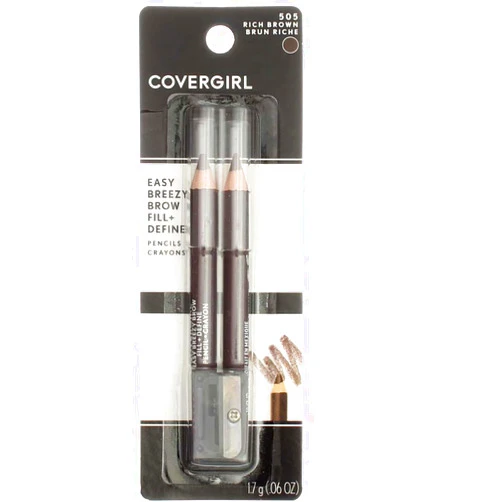 CoverGirl Easy Breezy Brow, Fill+Define Pencils [505] Rich Brown 2 ea​​ ( Pack of 3)​